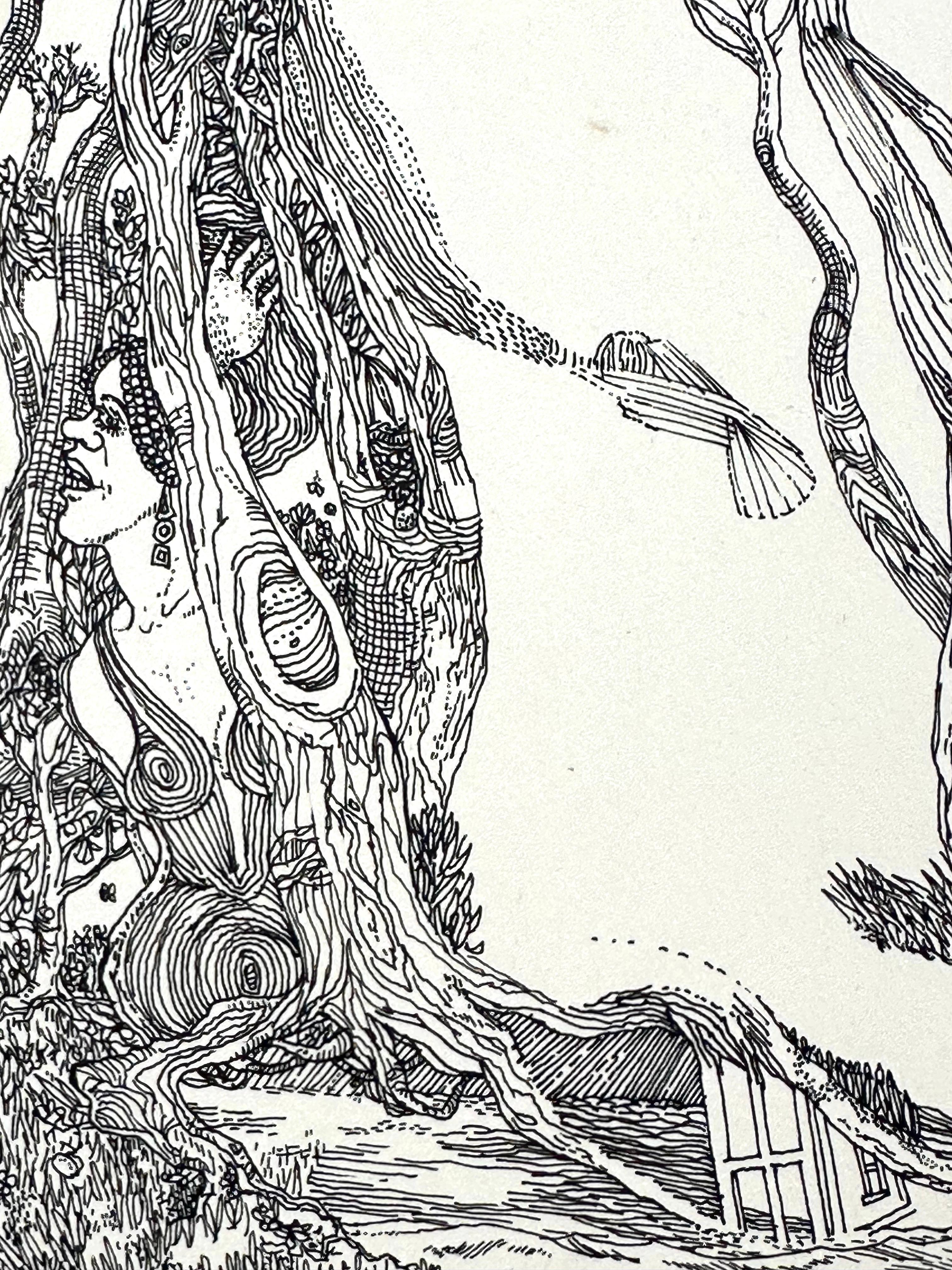 Roland Ayers (1932-2014). 

Mystères des pyramides, 1970.

Encre sur carton d'illustration, 13,5 × 9,75 pouces.

Signé et daté. Titré au verso. 


Artiste et éducateur artistique, Roland Ayers est né le 2 juillet 1932, seul enfant d'Alice et Lorenzo