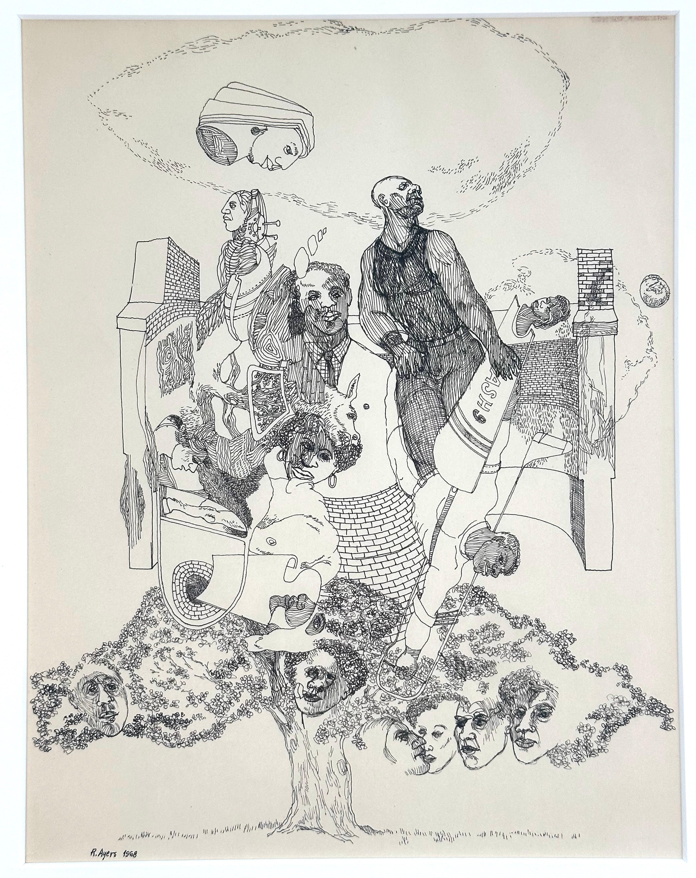 Figurative Art di Roland Ayers - Family Tree (artista surrealista nero di Philadelphia)