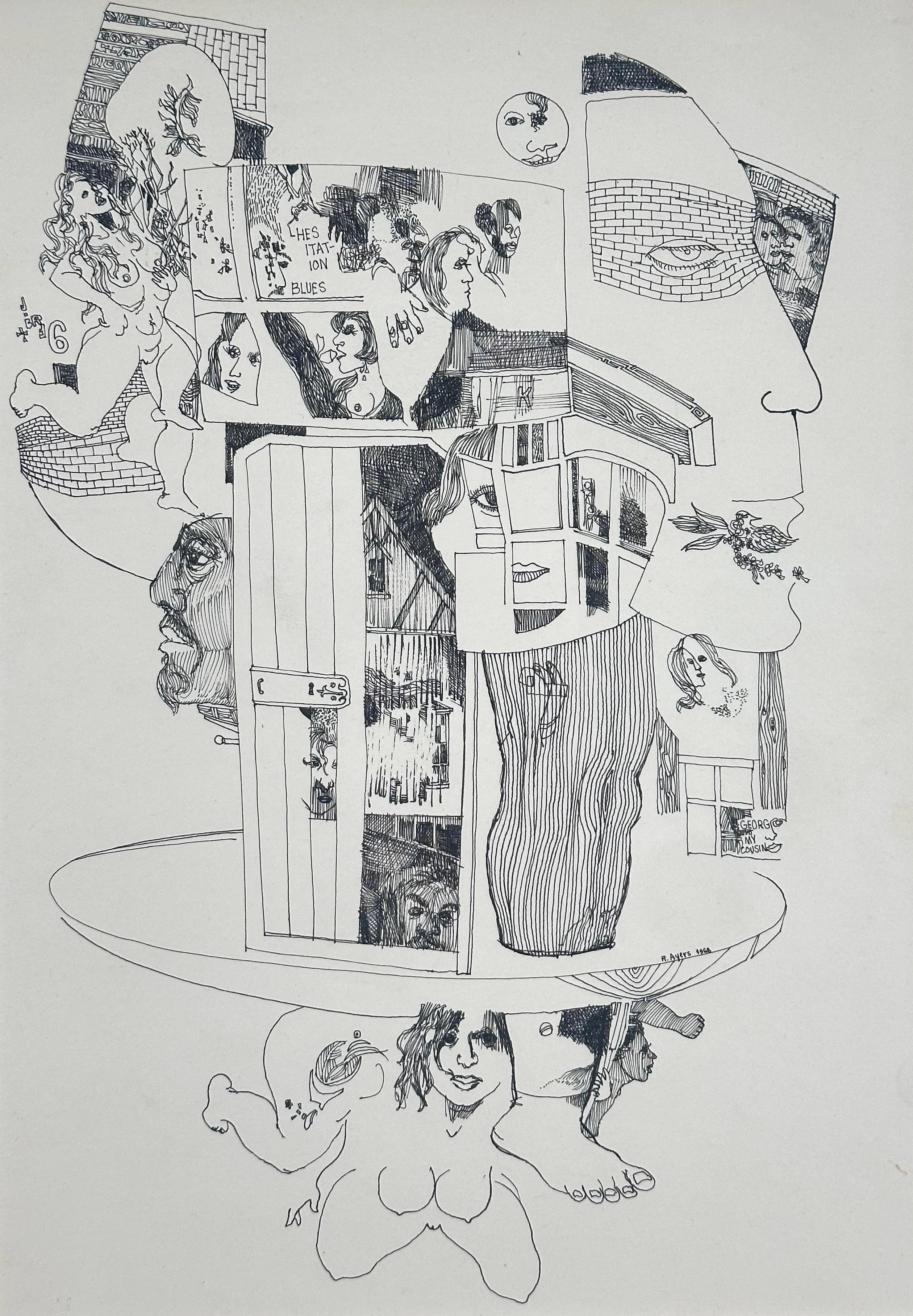 Abstract Drawing di Roland Ayers - Hesitation Blues (artista surrealista nero di Philadelphia)