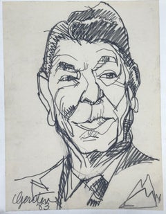 Ronald Reagan Magazine Illustration portrait Drawing