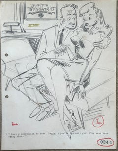 Vintage Humorous Gentleman's Magazine cartoon Fitch Psychiatrist