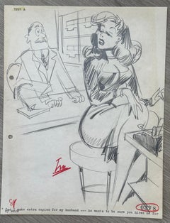 Vintage Humorous Gentleman's Magazine cartoon Fitch Psychiatrist