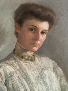 Portrait, Old Lyme CT Woman Artist, American Impressionist Pastel, 1904