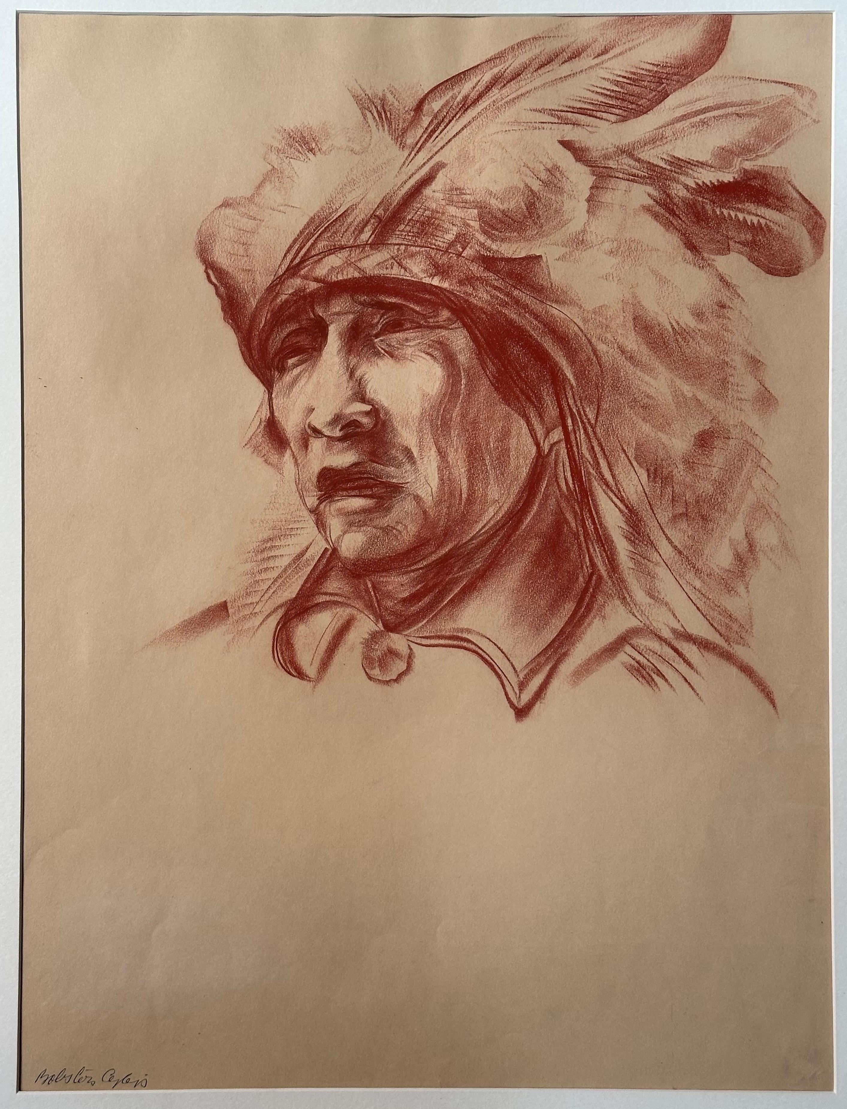Comanche (Indomitable Spirit) Native American 1939 Indian Portrait Drawing