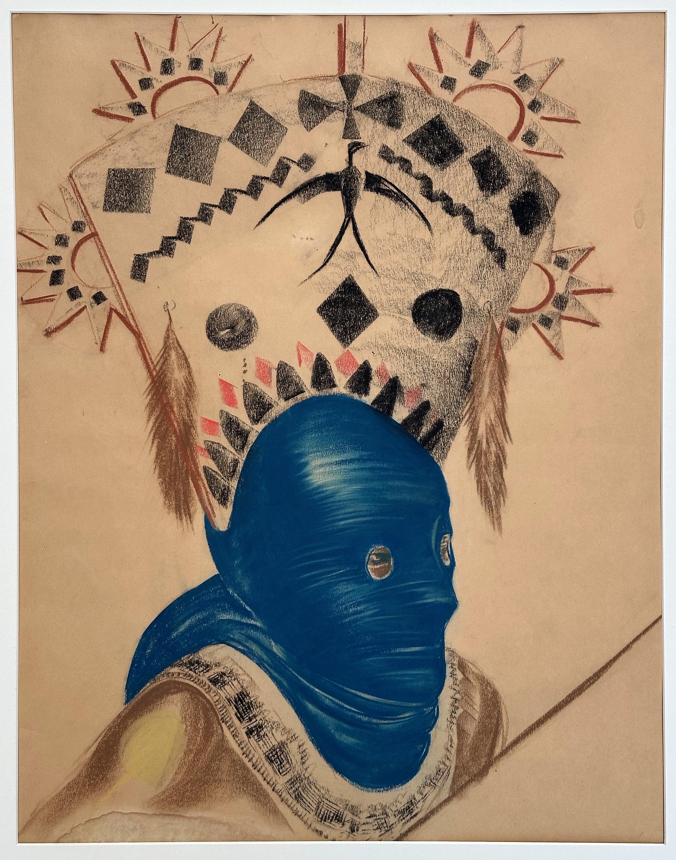 Apache (Image Makers) Native American 1939 Indian Portrait Drawing
