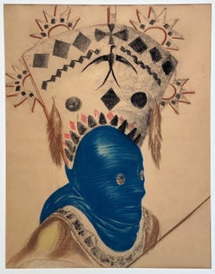 Apache (Image Makers) Native American 1939 Indian Portrait Drawing