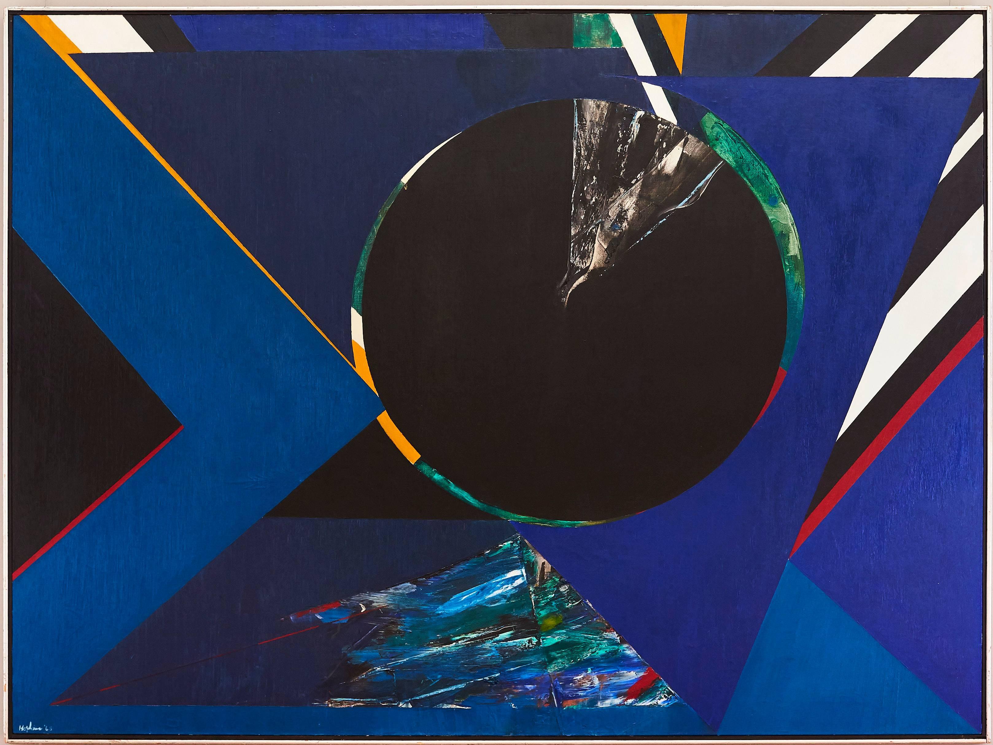 Untitled Blue Abstract - Painting by Budd Hopkins