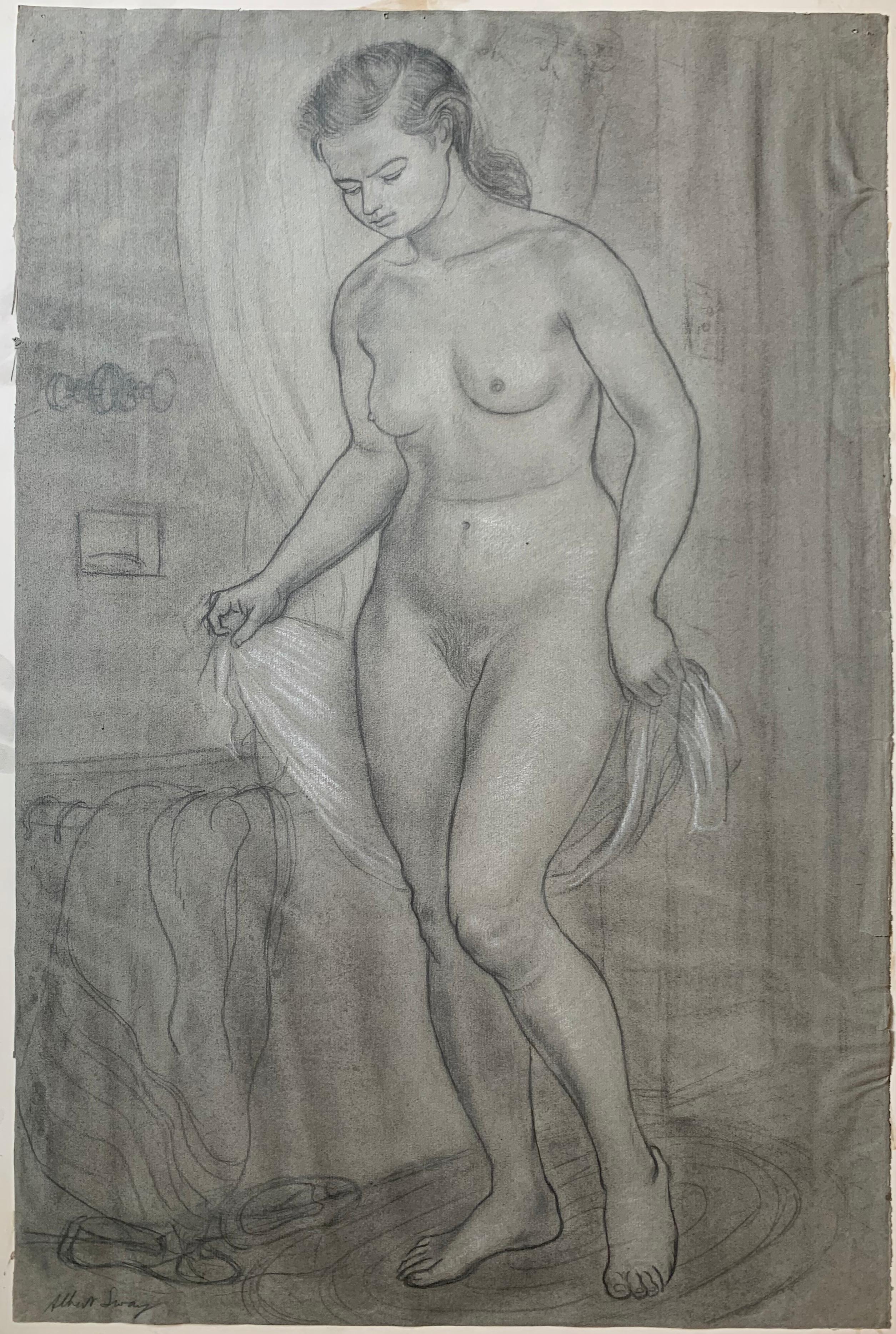Portrait of a Young Woman at her Bath (female nude)