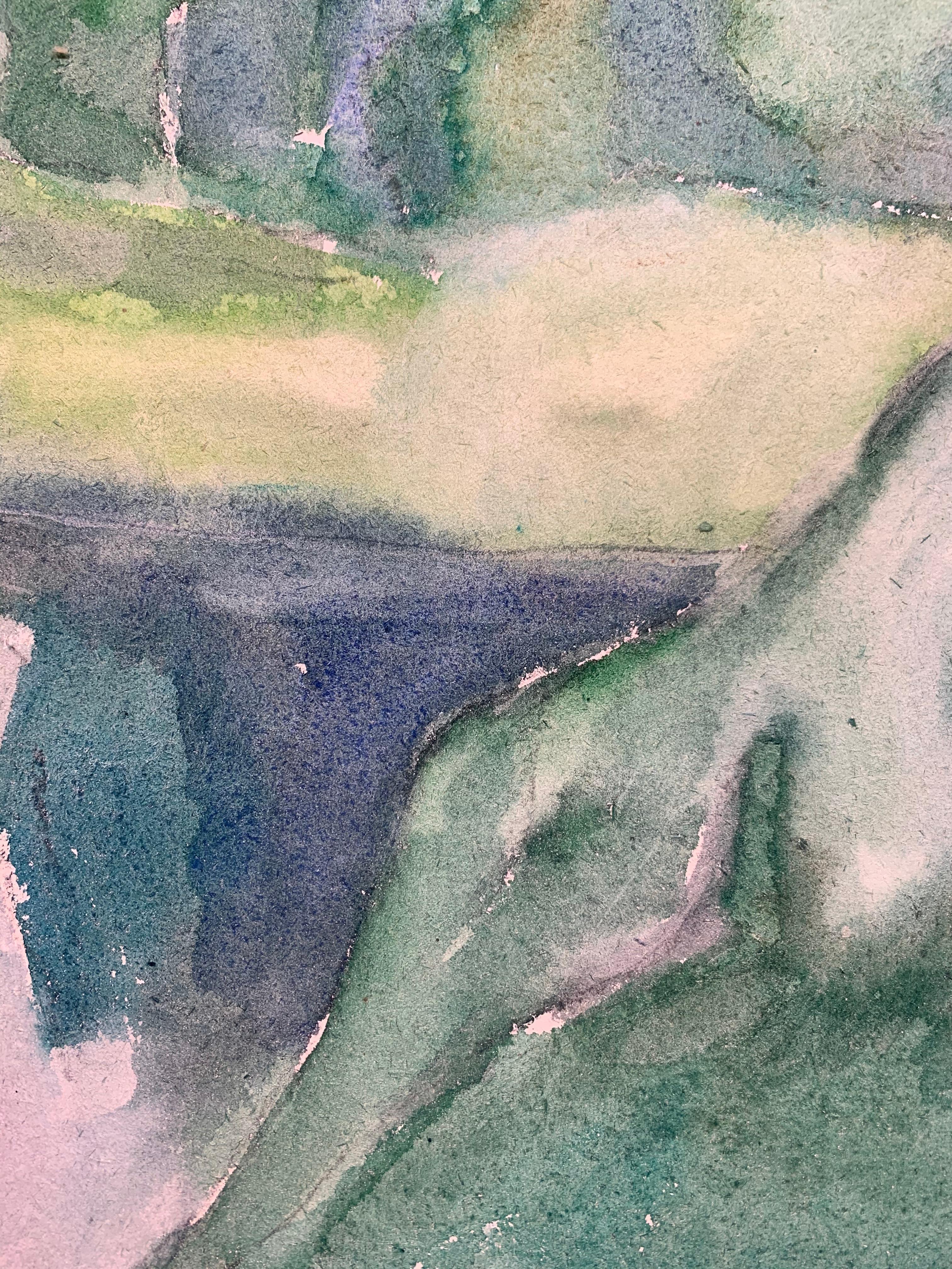 Paisaje ruso (pintura abstracta) - Abstract Painting Gris de Yuri Larin 