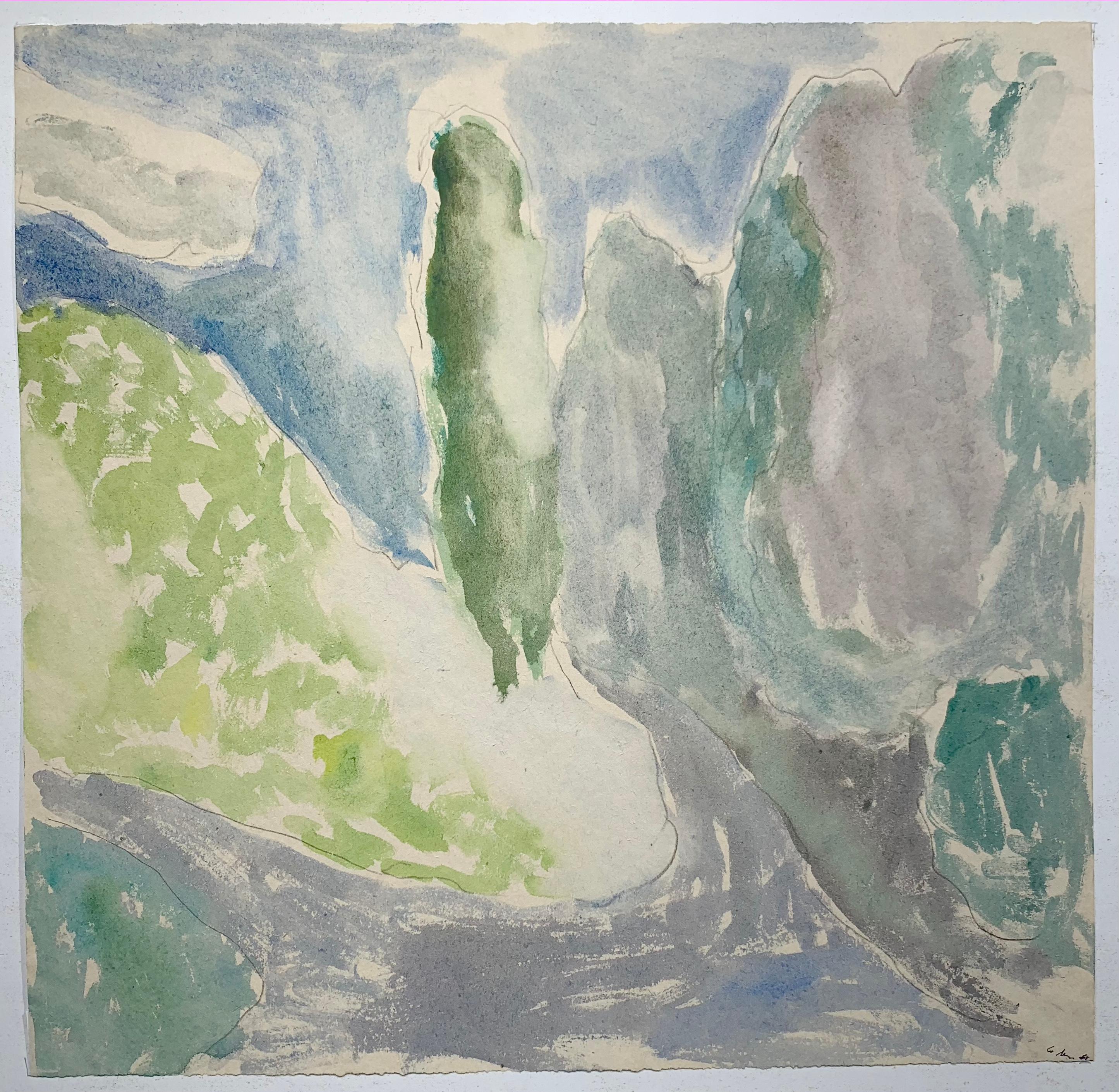 Yuri Larin  Landscape Painting – Russische Landschaft (abstraktes Gemälde)
