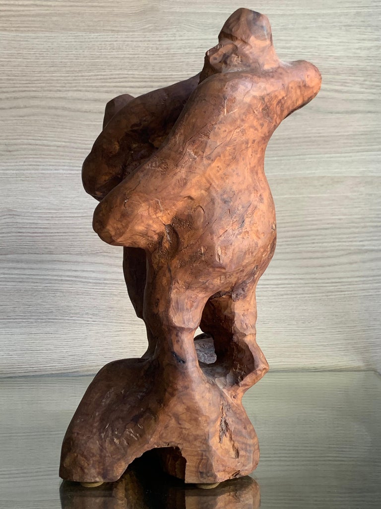 Dancing Hasidic Men  - Brown Abstract Sculpture by Uri Roth