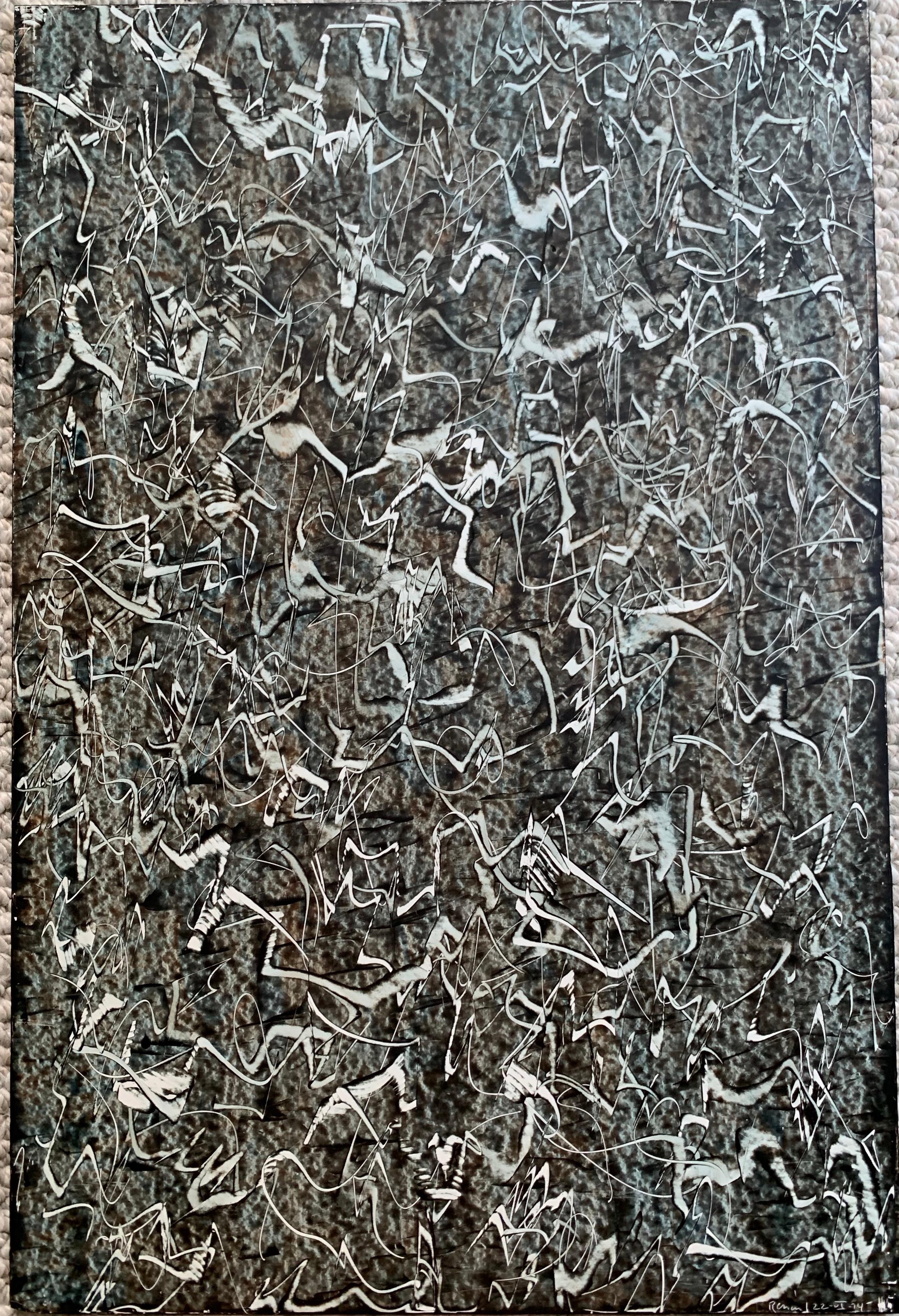 Abstract Painting di Edward Renouf - Senza titolo (ER44) Pittura espressionista astratta