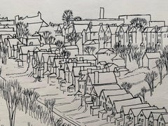 Cincinnati Ohio cityscape drawing WPA era