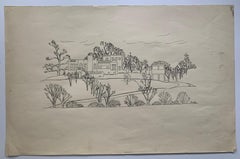 Dessin de paysage urbain de Cincinnati Ohio de l'époque WPA
