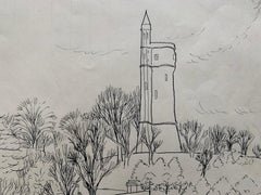 Cincinnati Ohio cityscape drawing WPA era Eden Parks Drive