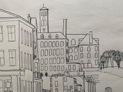 Cincinnati Ohio Ida Street cityscape drawing WPA era