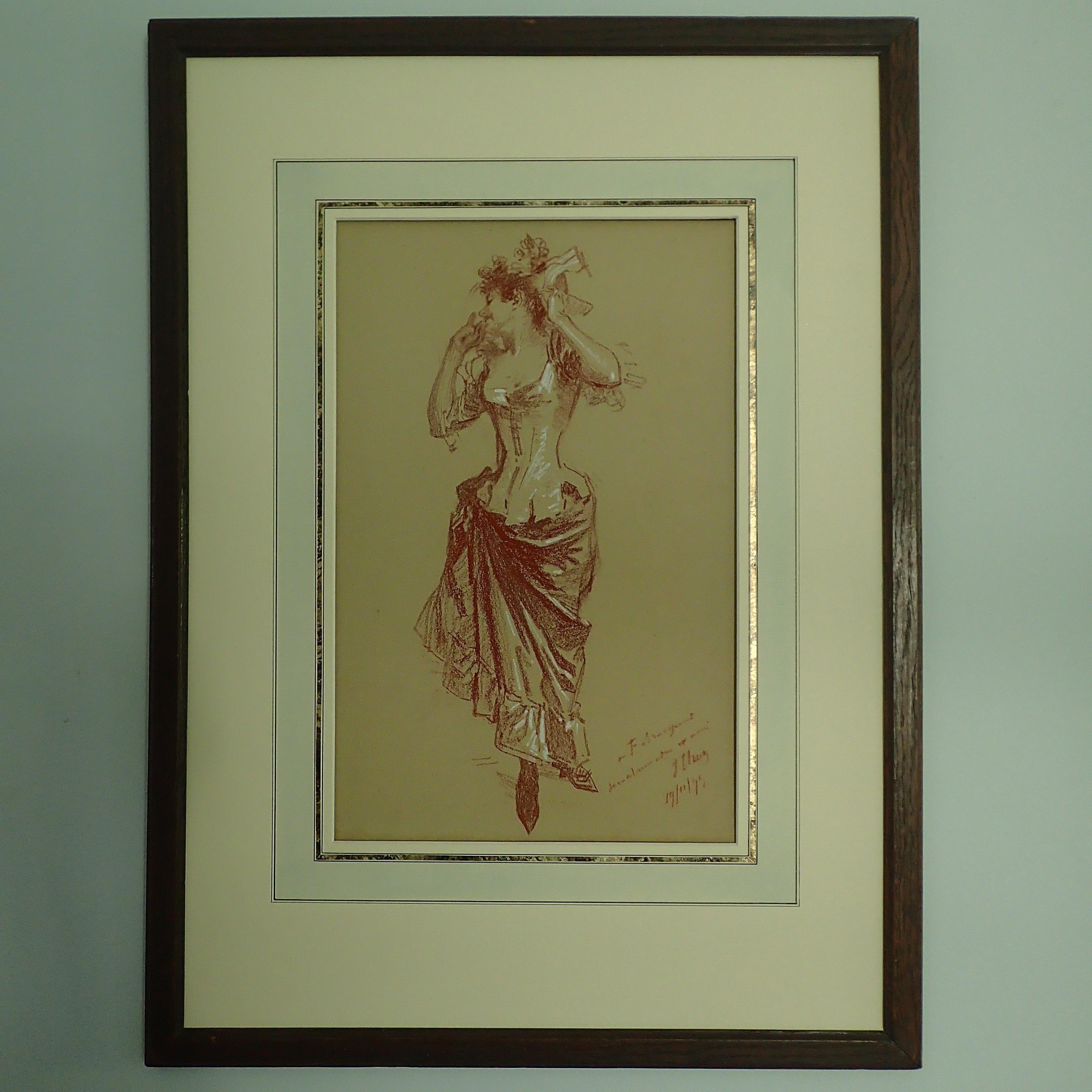 Jules Chéret - Drawing Of An Artist By Jules Chéret For Sale at 1stDibs