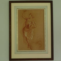 Vintage Drawing Of A Ballet Dancer By Jules Chéret