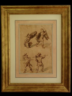17th Century Italian Ink Drawing of Roman Soldiers