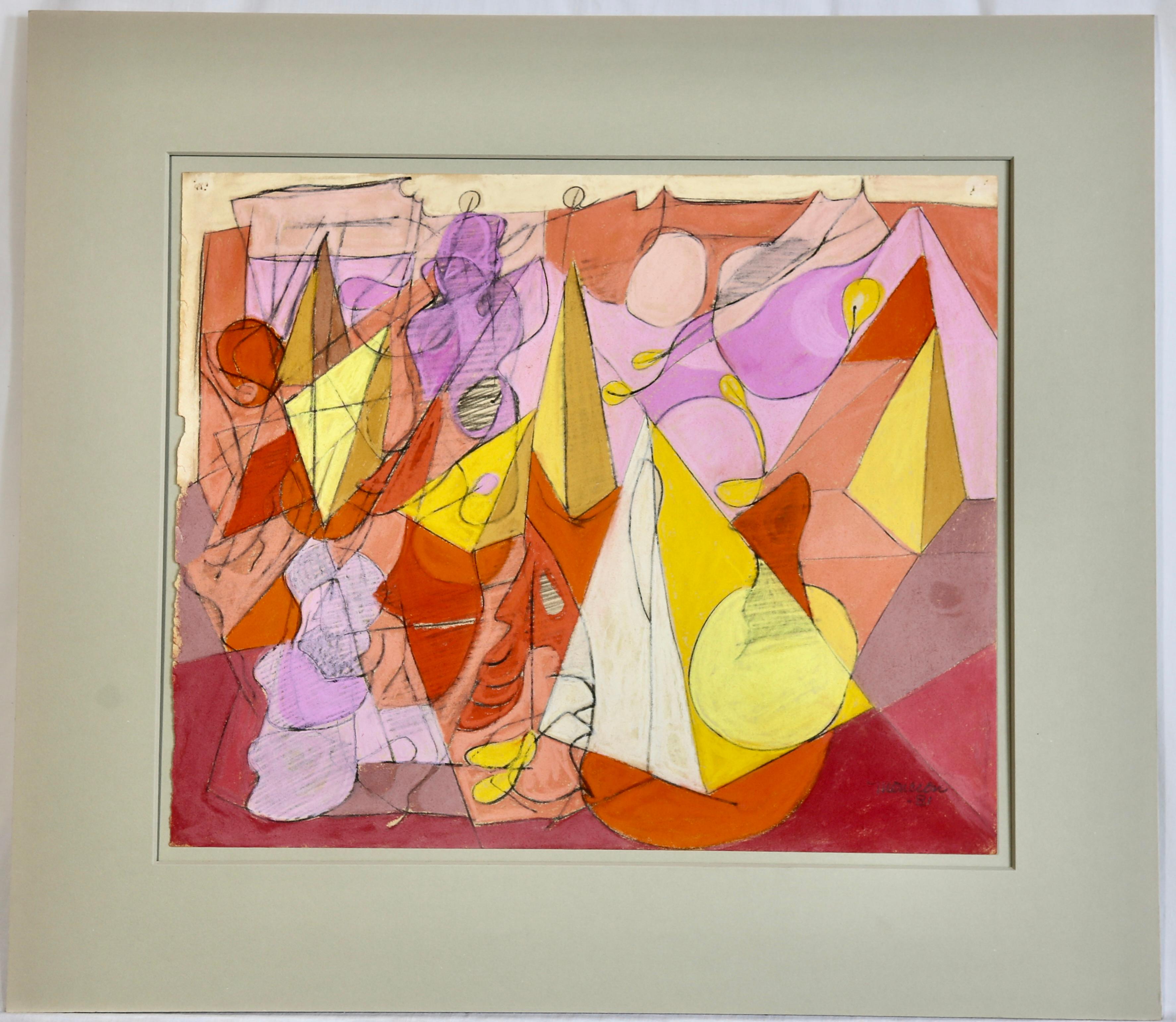 Bourrée Fantasque #4 Pastel sur papier Milieu du 20e siècle Modernity tel que vu sur 'Étoile' - Modernisme américain Art par Francisco Moncion