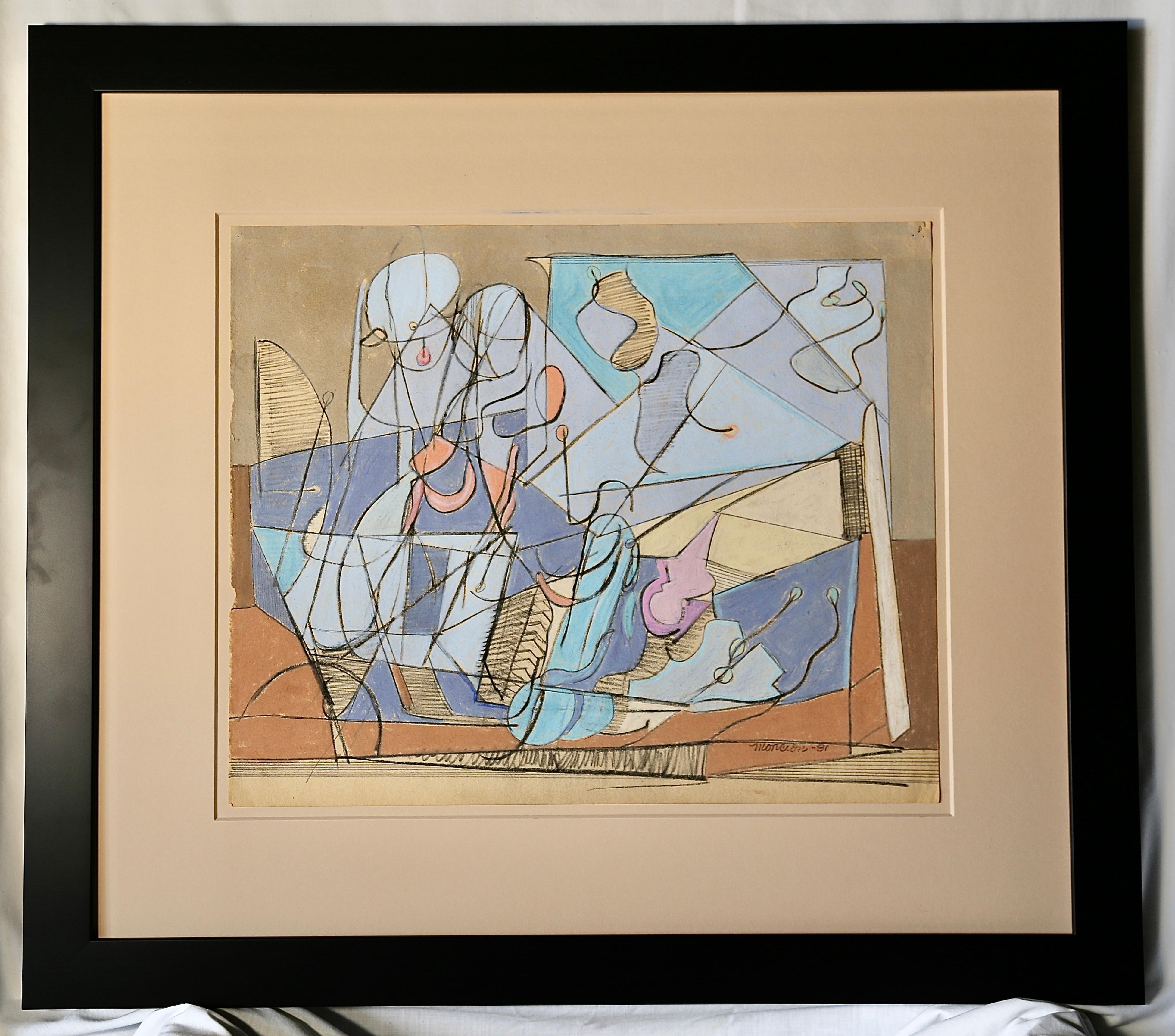 Bourrée Fantasque #12 Pastel on Paper Mid 20th Century Modern as seen on Étoile - American Modern Art by Francisco Moncion
