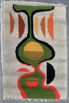 Teppich aus den 1950er-60er-Jahren. Mit abstrakten Malereimotiven im Stil der Jahrhundertmitte.