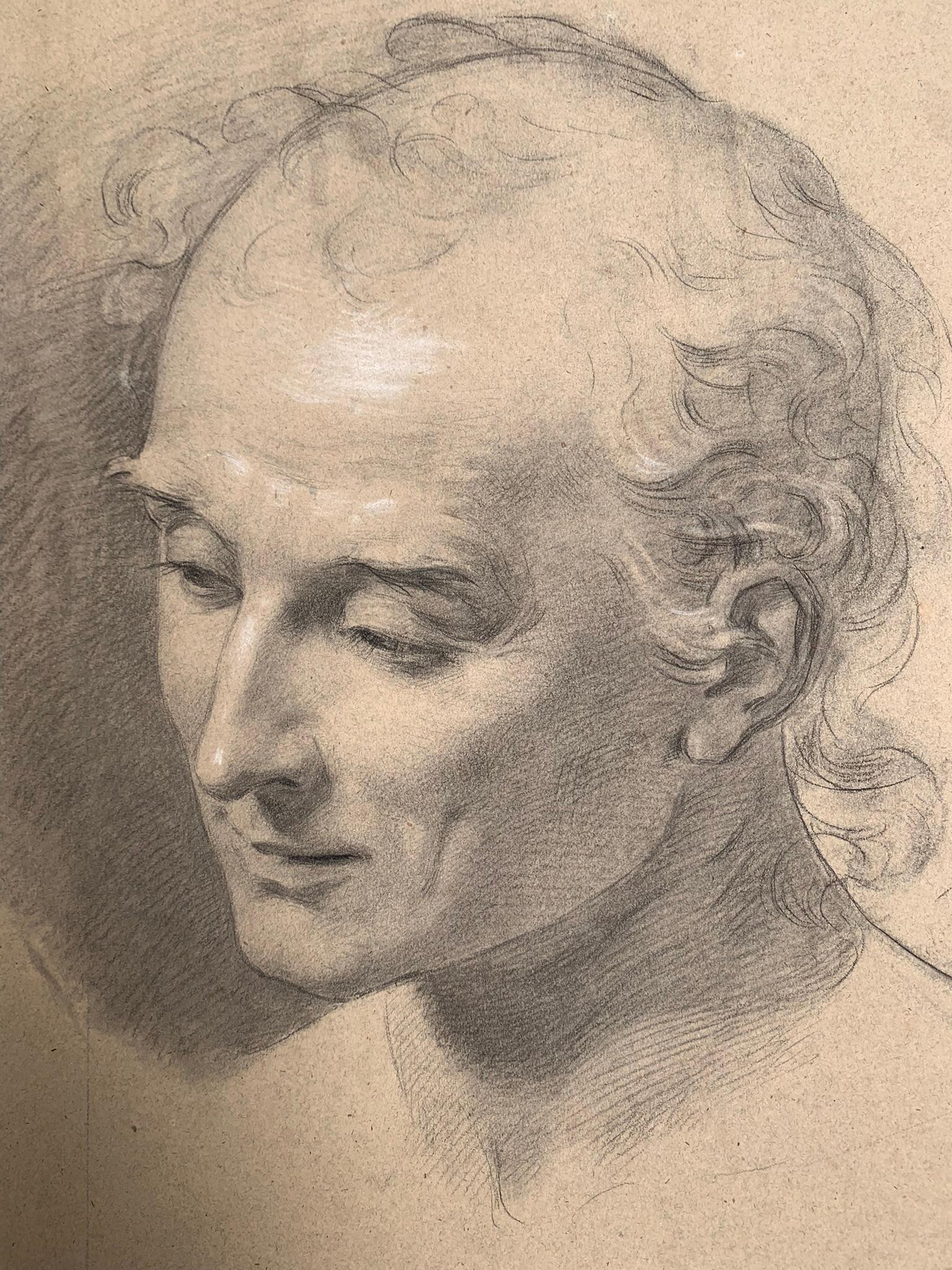 Enrico Reffo Portrait Painting - Academic Drawing Study For A Character's Head. XIX Century.