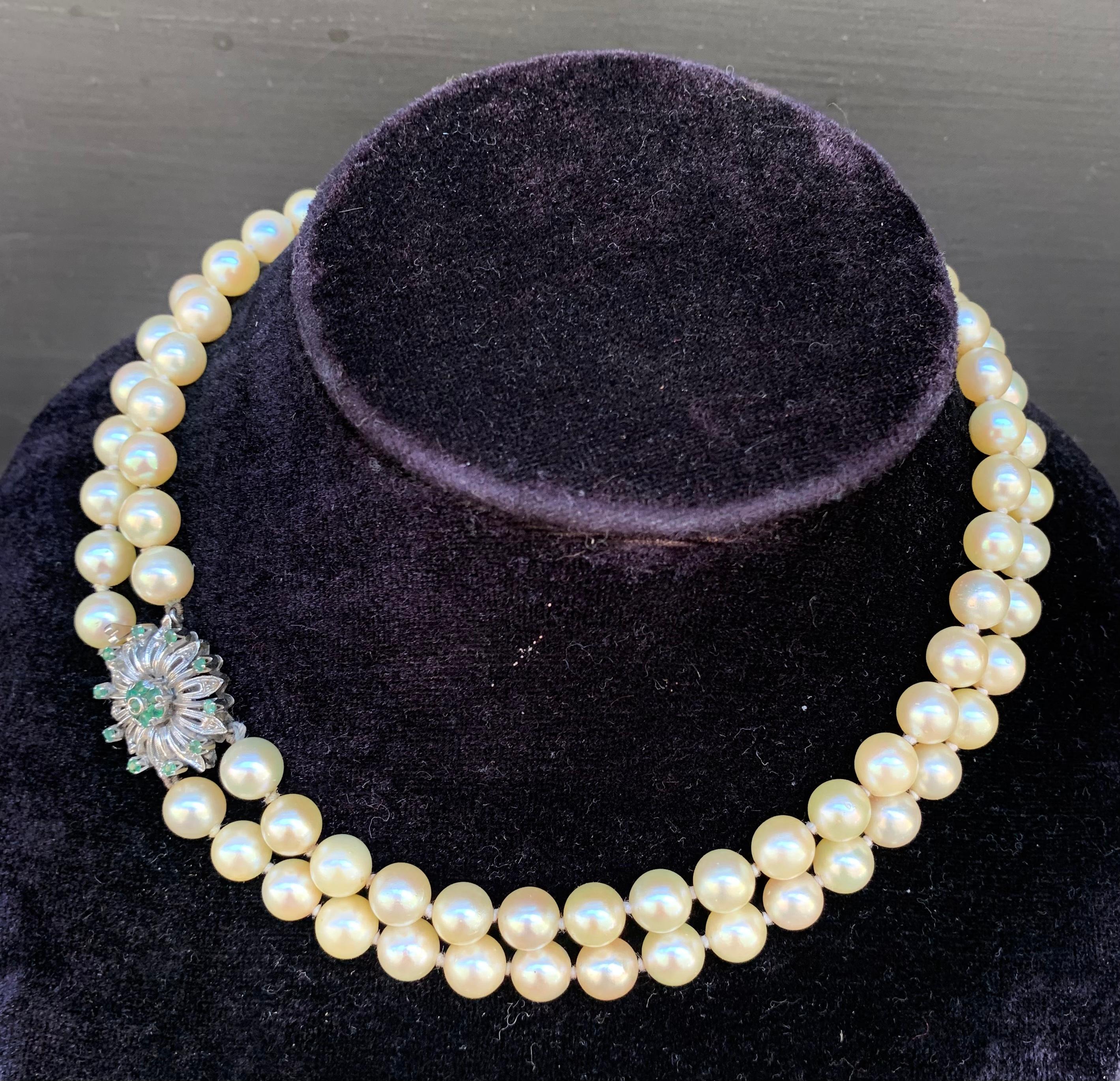 Collana di Perle di mare coltivate.   Anni 1960. Chiusura in oro bianco - Art di Unknown