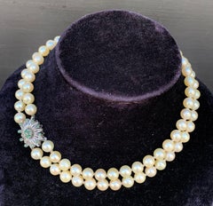 Vintage Collana di Perle di mare coltivate.   Anni 1960. Chiusura in oro bianco