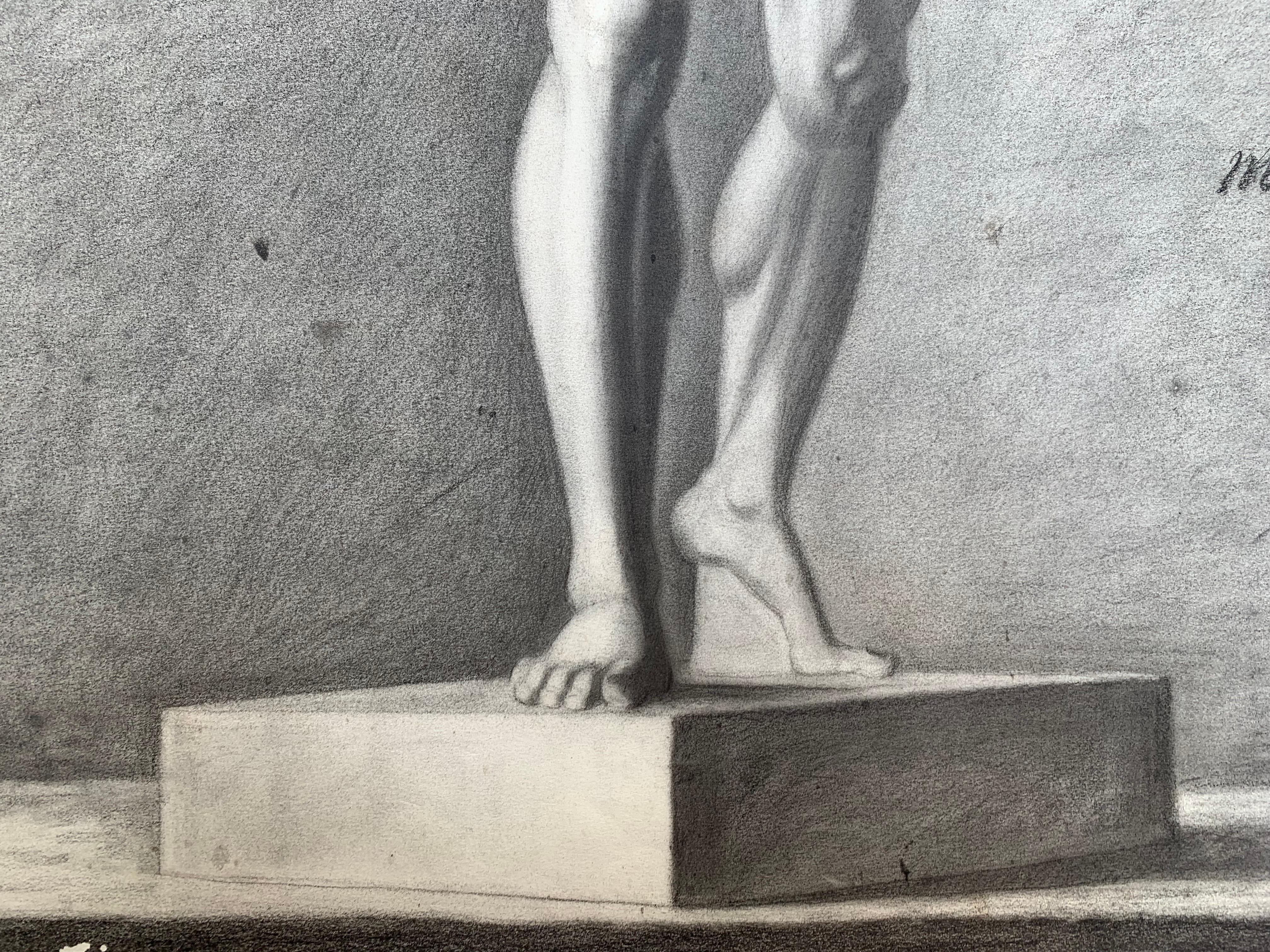 Academic study of Gladiator from Galleria Borghese. XIX century For Sale 5