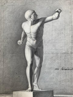 Academic study of Gladiator from Galleria Borghese. XIX century