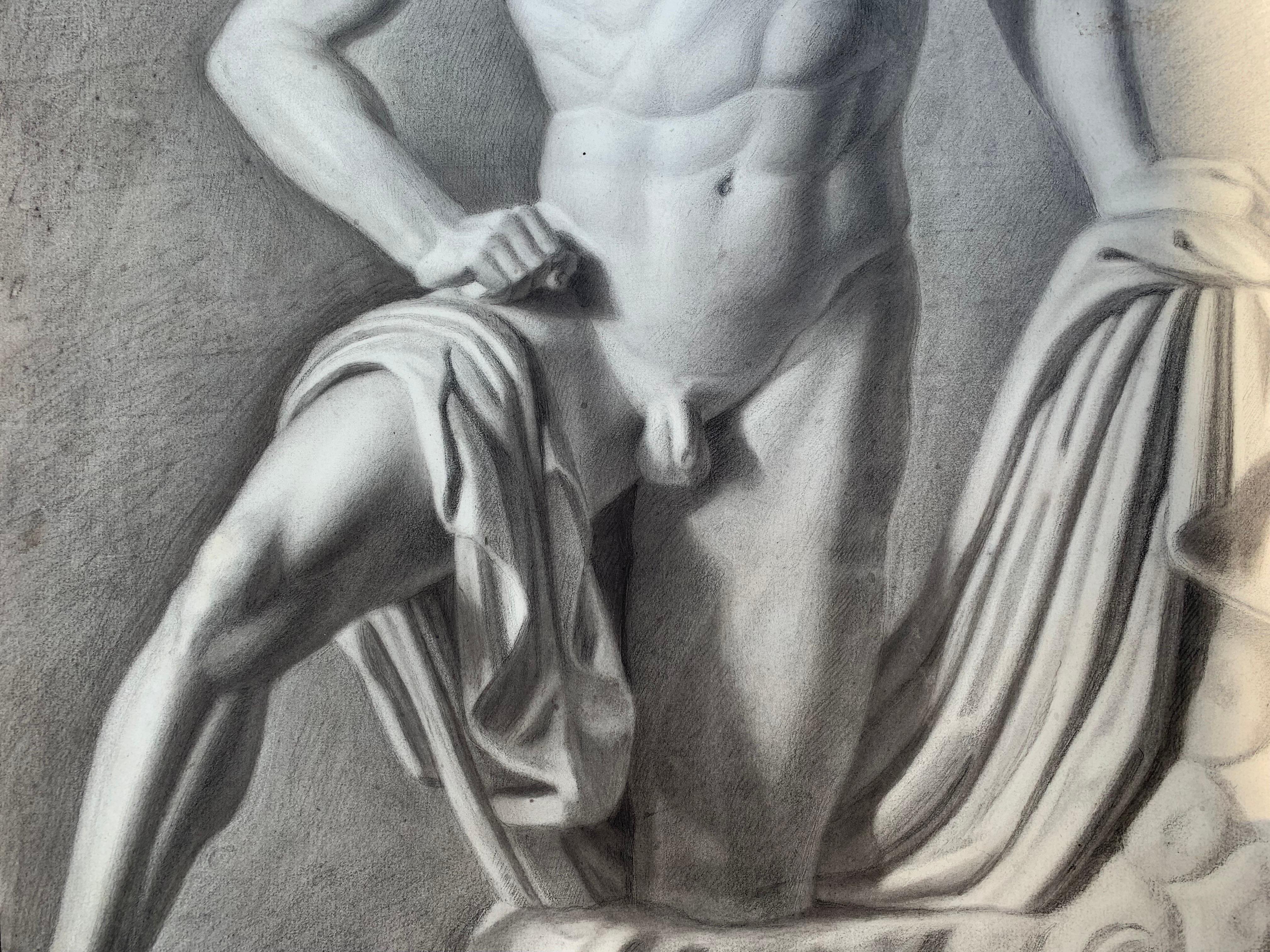 Un hijo de Niobe. Dibujo académico italiano. Siglo XIX. 2