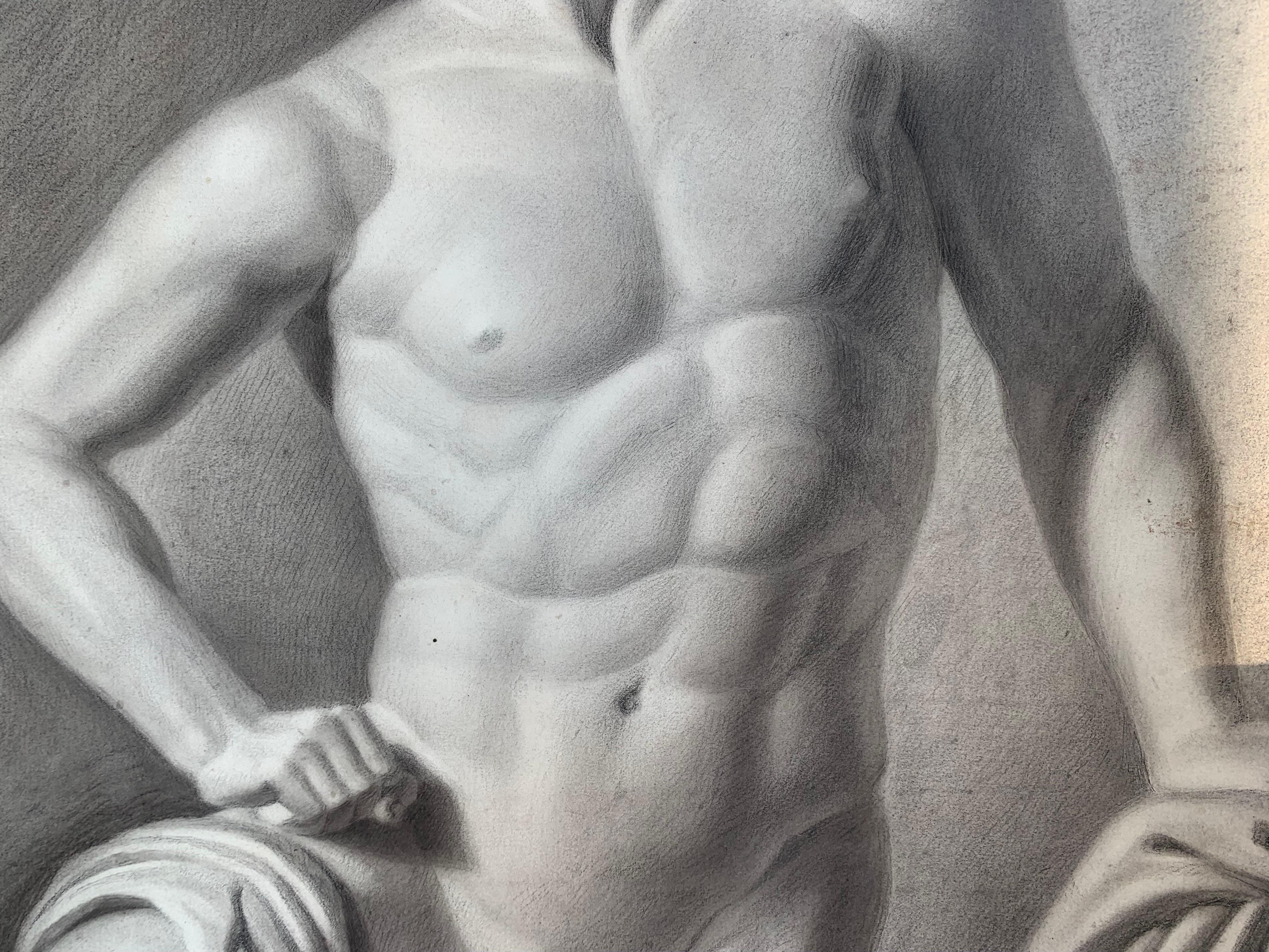 Un hijo de Niobe. Dibujo académico italiano. Siglo XIX. 4