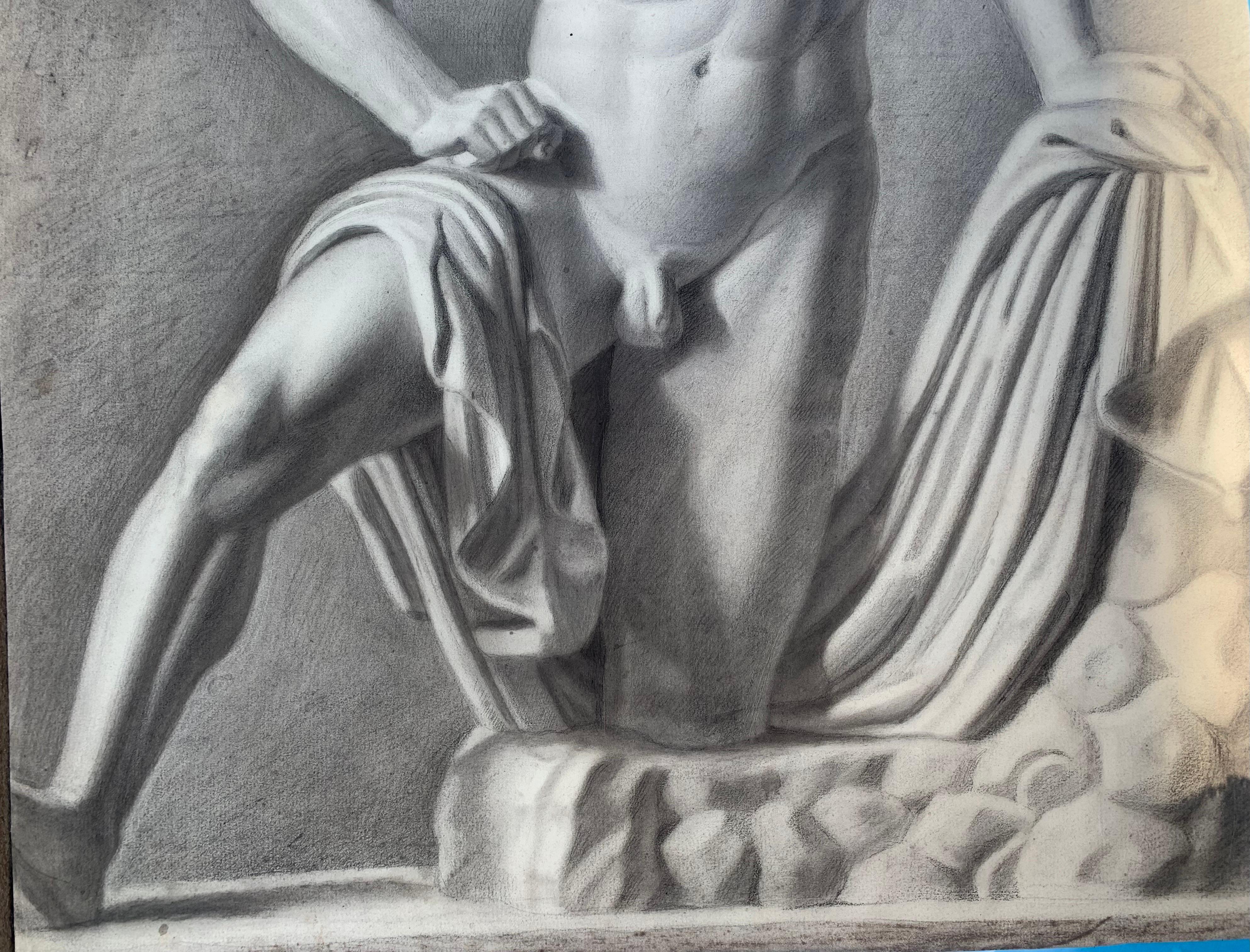 Un hijo de Niobe. Dibujo académico italiano. Siglo XIX. 8