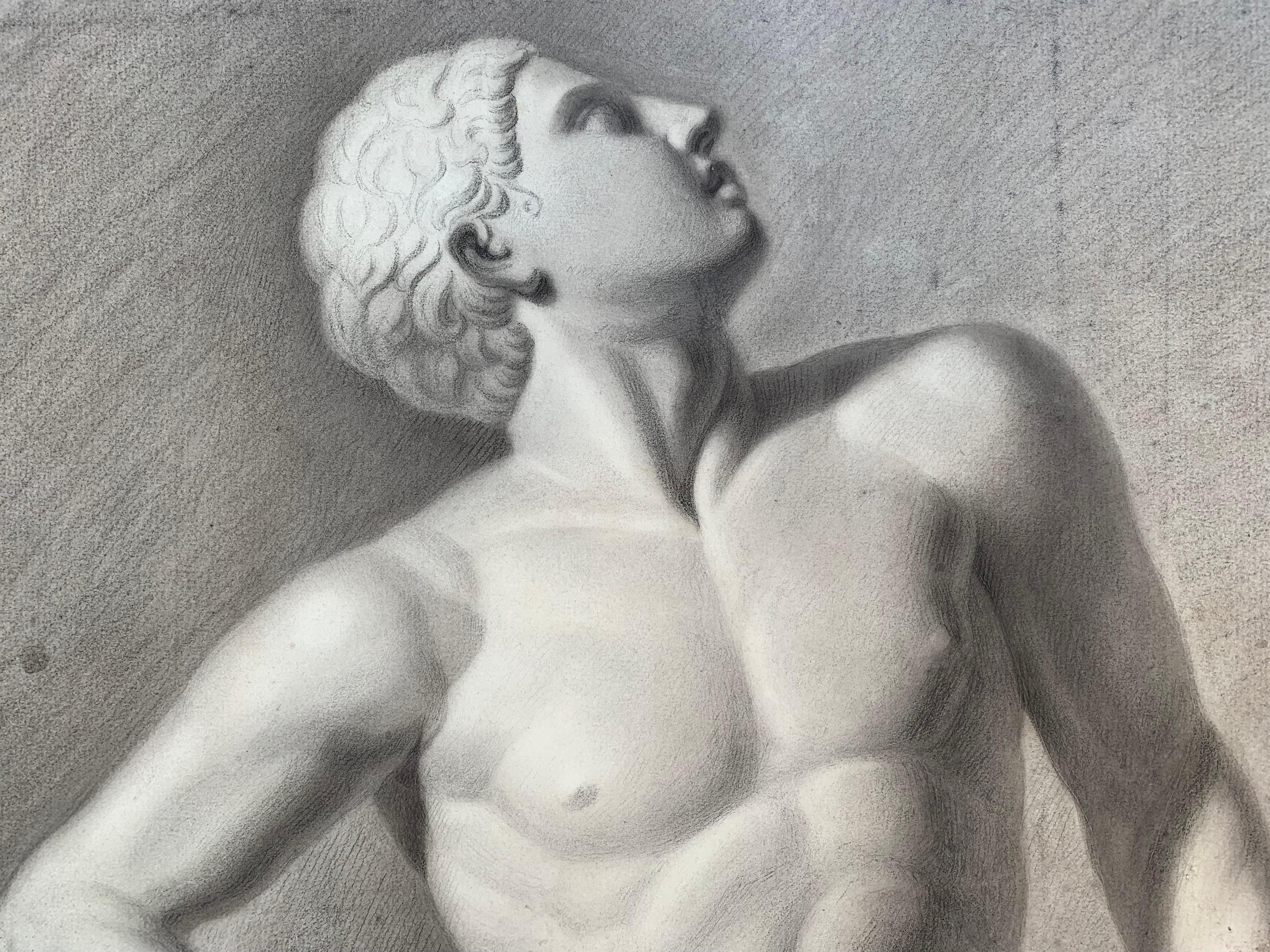 Un hijo de Niobe. Dibujo académico italiano. Siglo XIX. 9