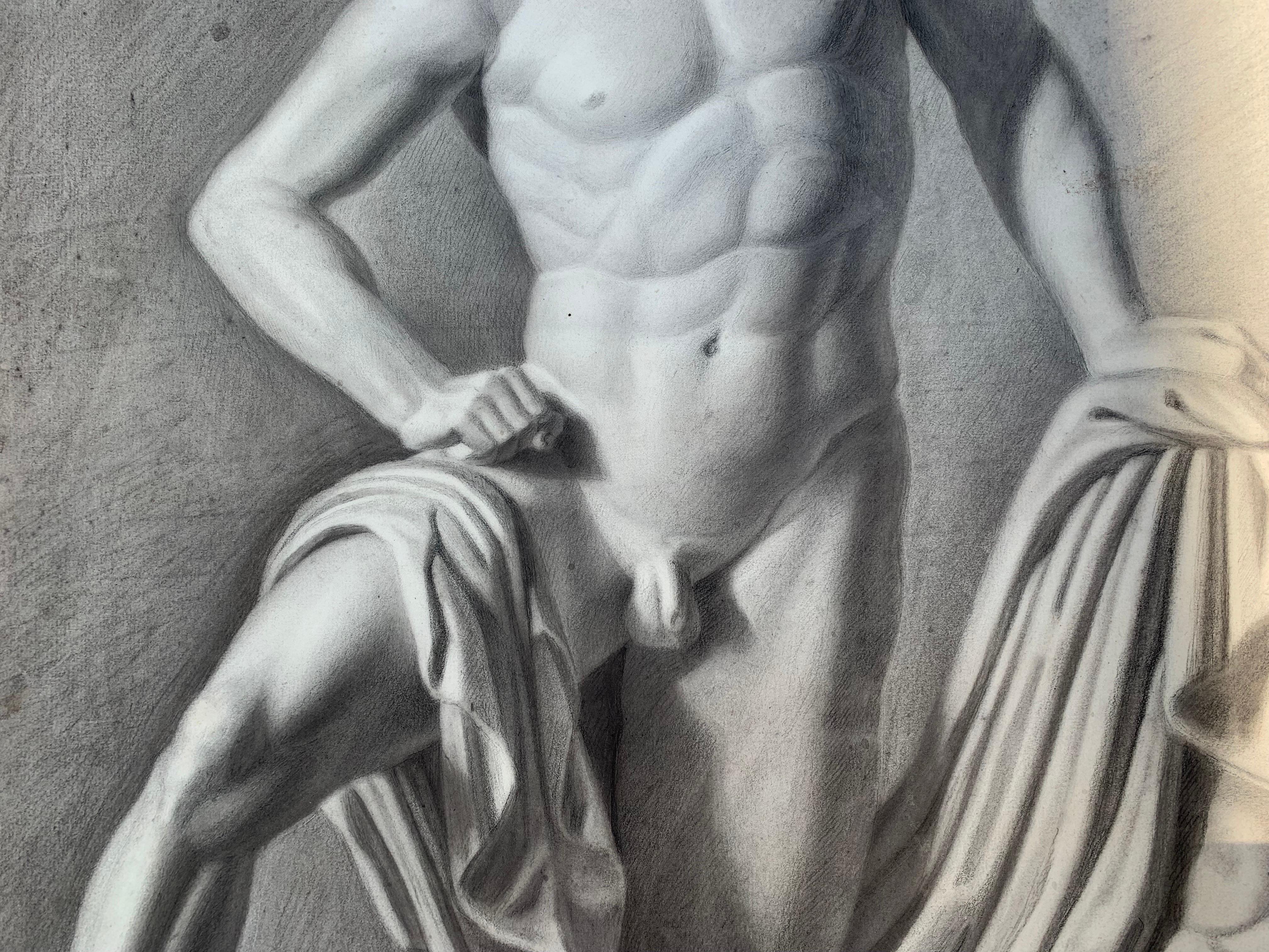 Un hijo de Niobe. Dibujo académico italiano. Siglo XIX. 13