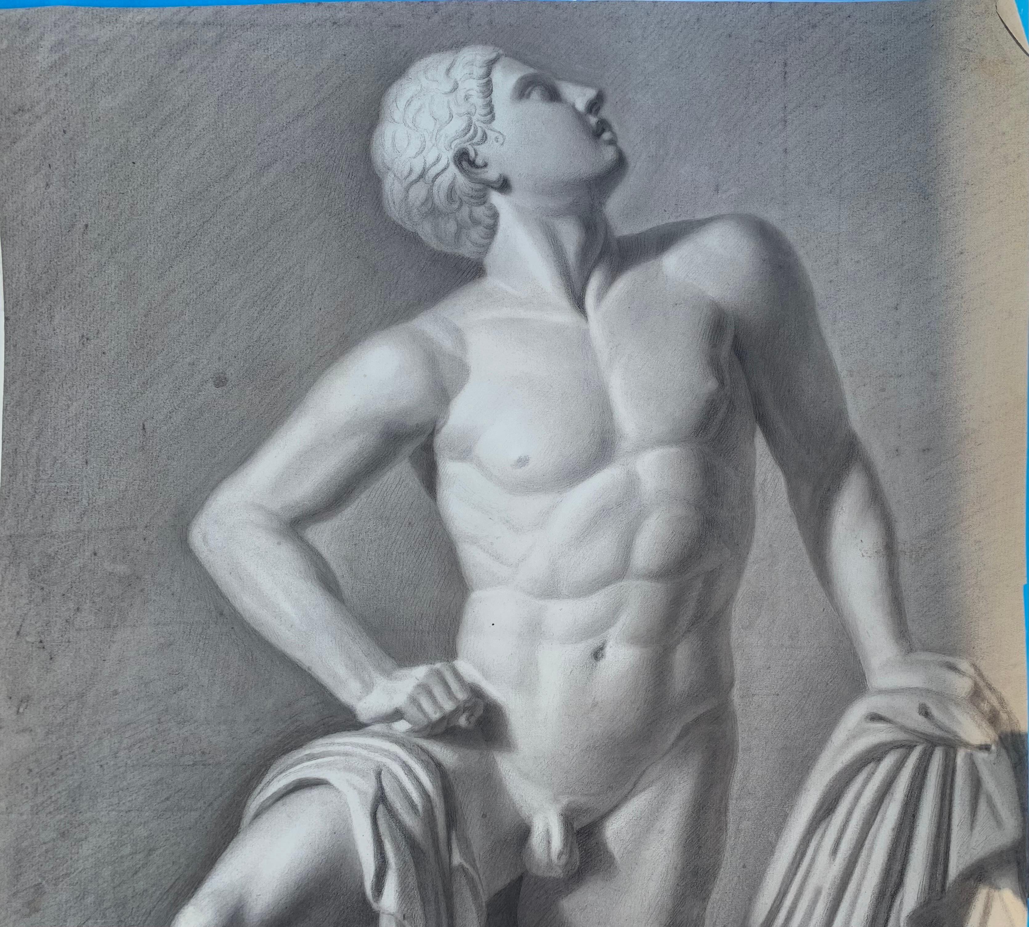 Un hijo de Niobe. Dibujo académico italiano. Siglo XIX. 14