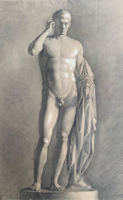 XIX century Academic drawing after Marcus Claudius  sculture as Hermes