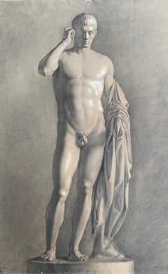 Akademische Zeichnung des XIX. Jahrhunderts nach Marcus Claudius  Kultur als Hermes