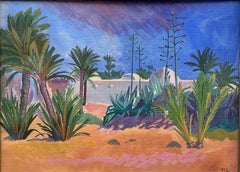 Paysages orientaux avec palmiers et maisons arabes. 1ère moitié du 20ème siècle.