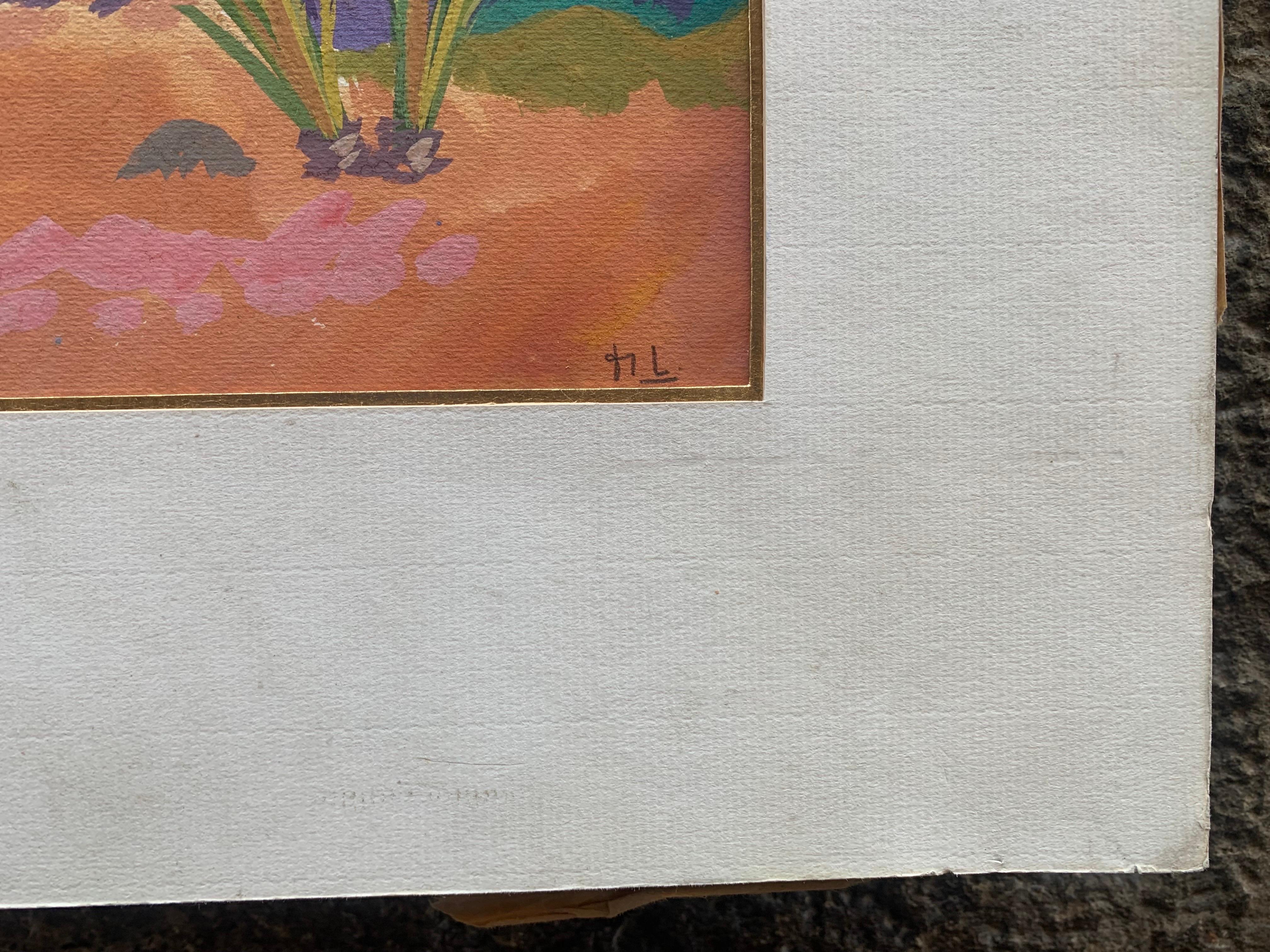 Paisajes orientales con palmeras y casas árabes. 1ª mitad del siglo XX. en venta 1