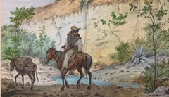 Antique Mexican Boy Crossing a Mountain Pass on Horseback near Veracruz, Mid 19th century