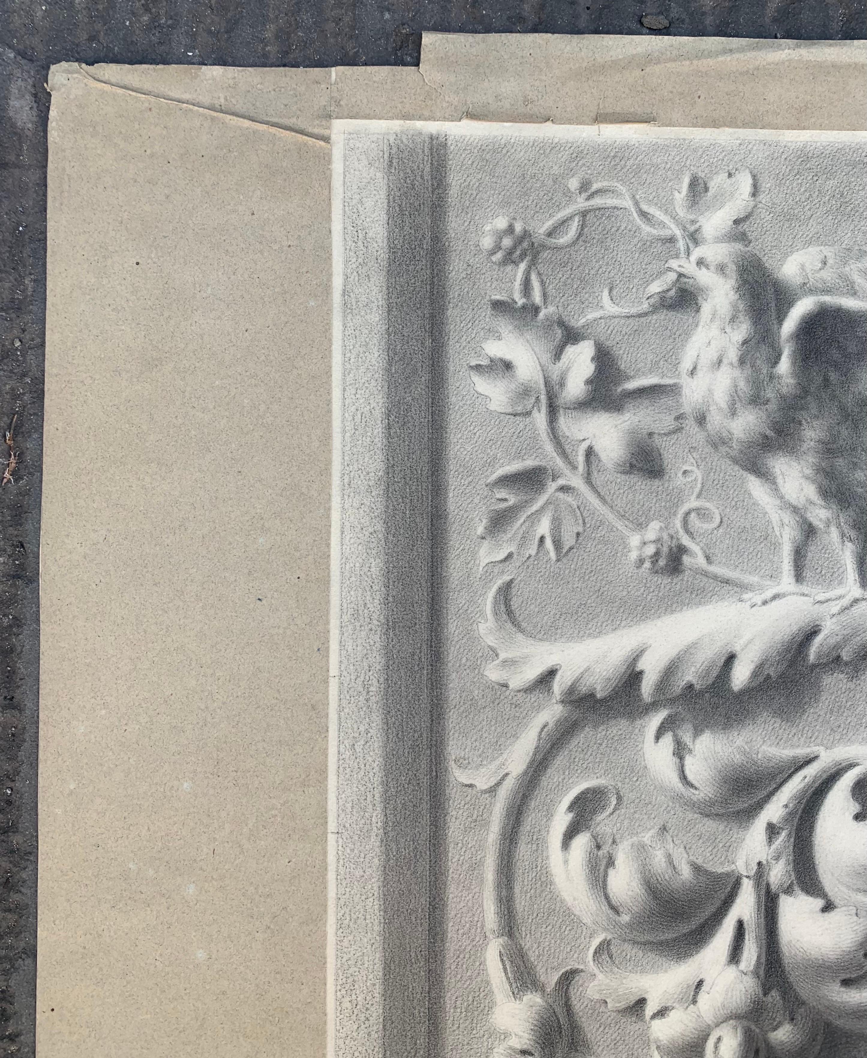 Academic Study of a Plaster Frieze: Grotesques, Dragons, and Birds, 1864

Charcoal on paper.

75cm x 45cm

This drawing, created in 1864, is an academic study of a plaster cast of an ancient bas-relief. It is adorned with intricate grotesques,
