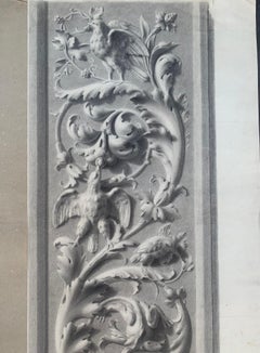 Academic Study of a Plaster Frieze: Grotesques, Dragons, and Birds, 1864