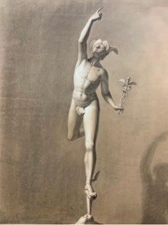 Estudio académico a carboncillo sobre papel de estraza: El Mercurio de Giambologna.