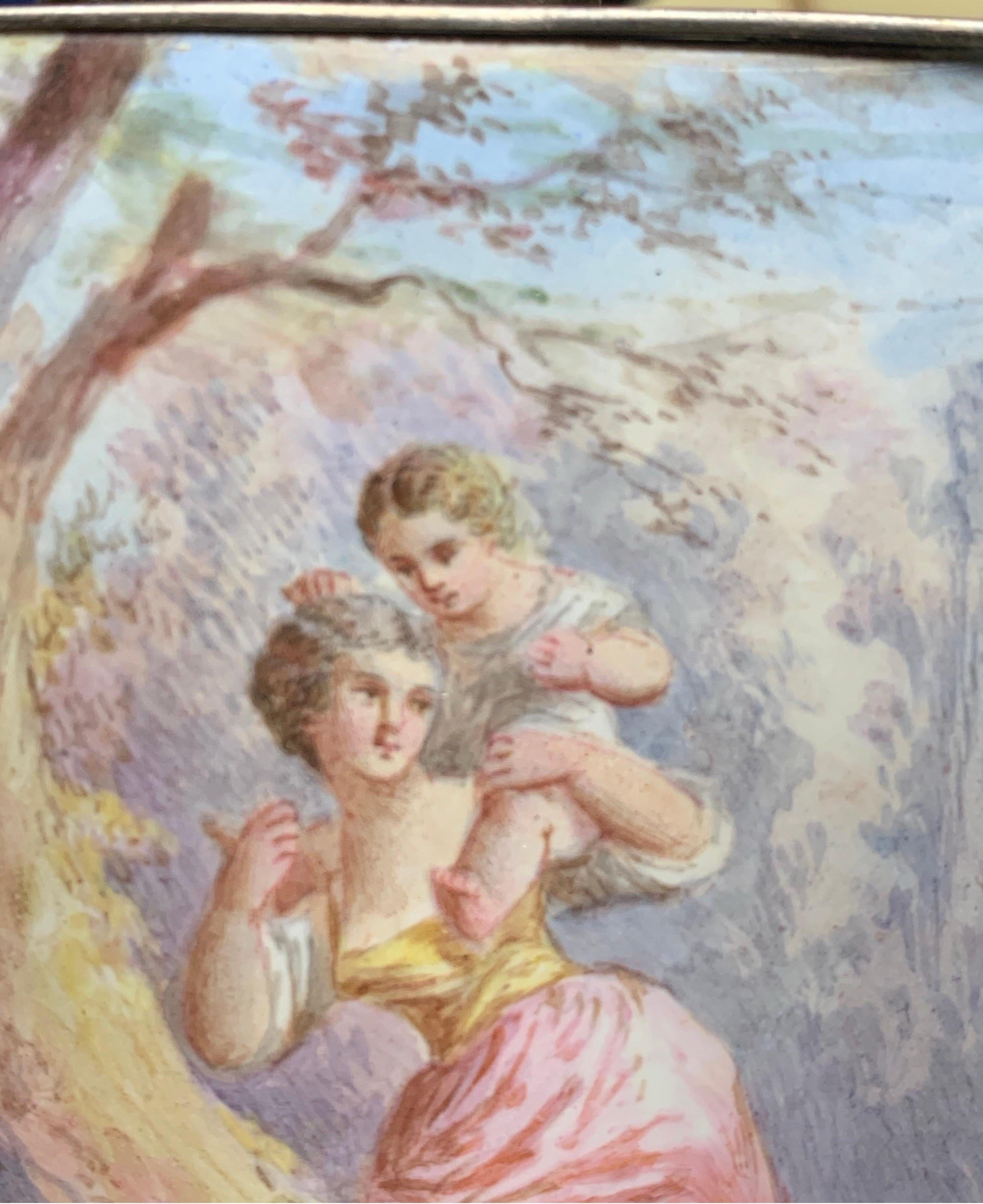 Hand-painted Viennese enamel plaque, 19th-century period. 2