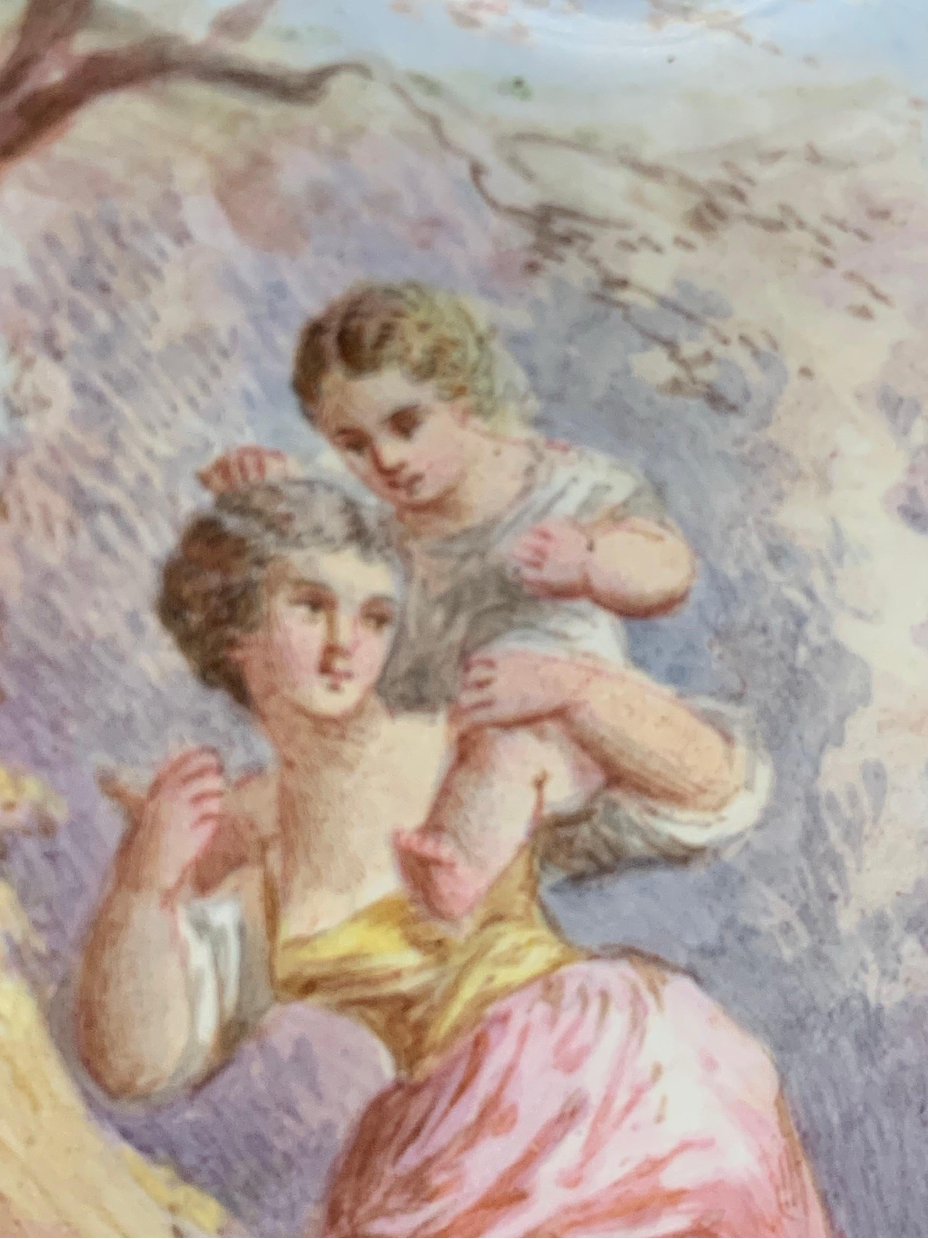 Hand-painted Viennese enamel plaque, 19th-century period. 1
