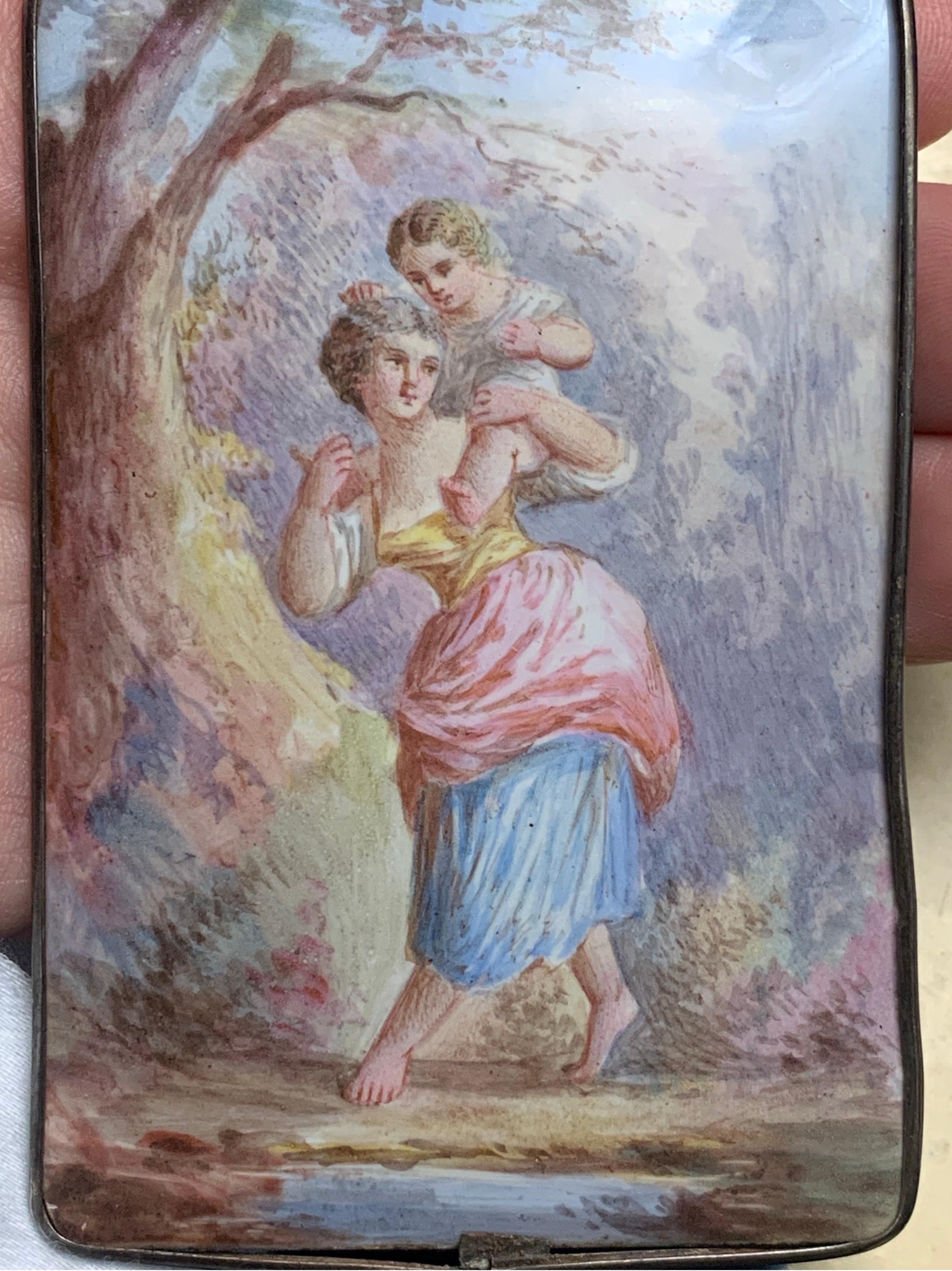 Hand-painted Viennese enamel plaque, 19th-century period. 6