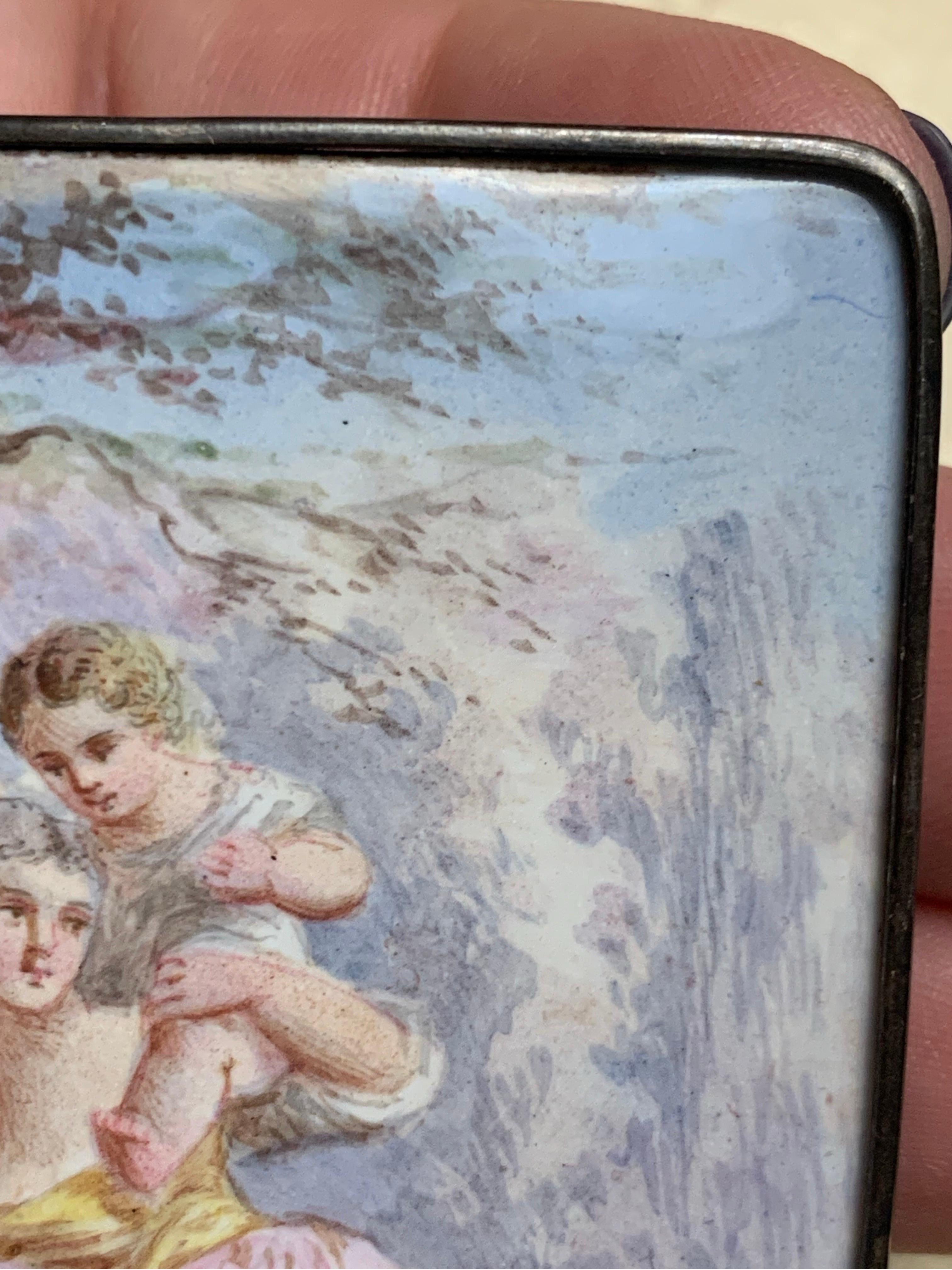 Hand-painted Viennese enamel plaque, 19th-century period. 7