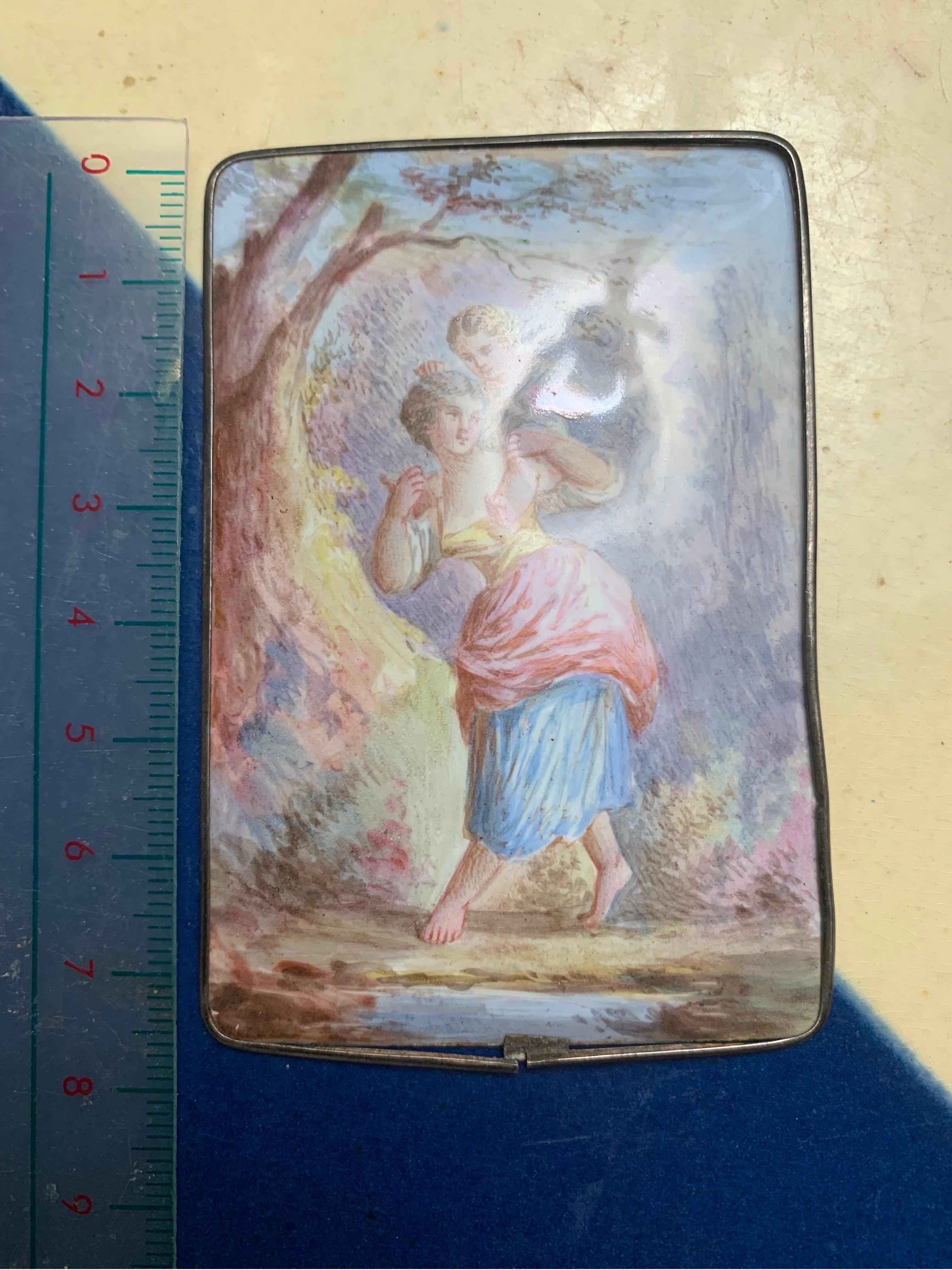 Hand-painted Viennese enamel plaque, 19th-century period. 11